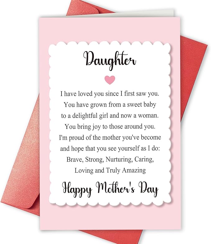Sweet Mother’s Day Card for Daughter, 1st Mothers Day Card for Her, Poem Mothers Day Card, New Mom Card, Funny Mothers Day Gift from Mom Dad