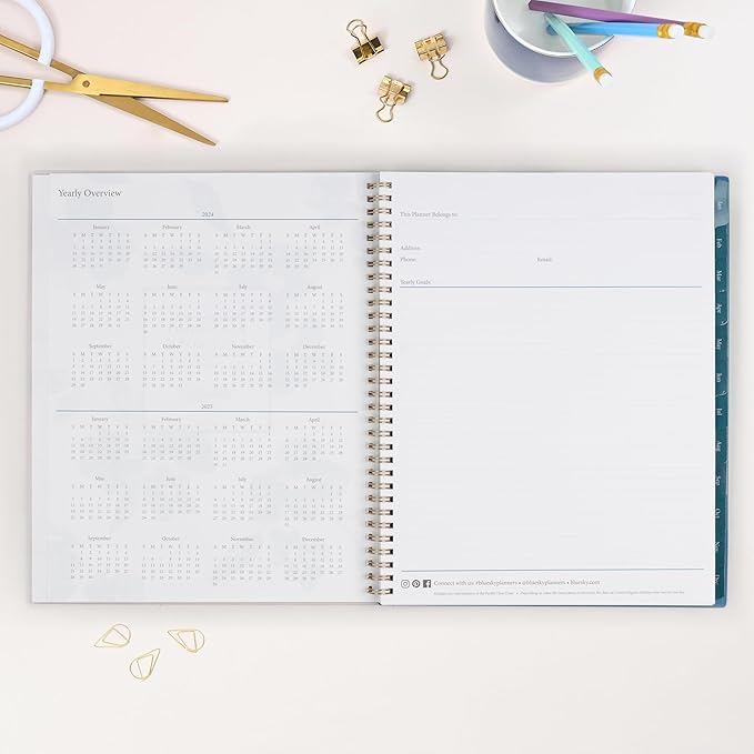 Blue Sky 2024 Weekly and Monthly Planner, January - December, 8.5" x 11", Frosted Cover, Wirebound, Bakah Blue (137261-24)