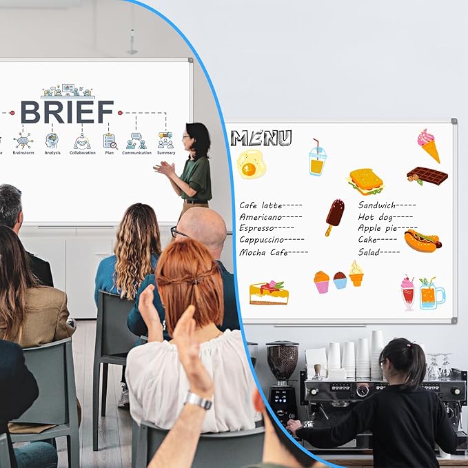 Large 60" x 40" Magnetic Dry Erase White Board - Wall Mounted Whiteboard with Pen Tray, Aluminum Message Presentation Memo Board for Office & School