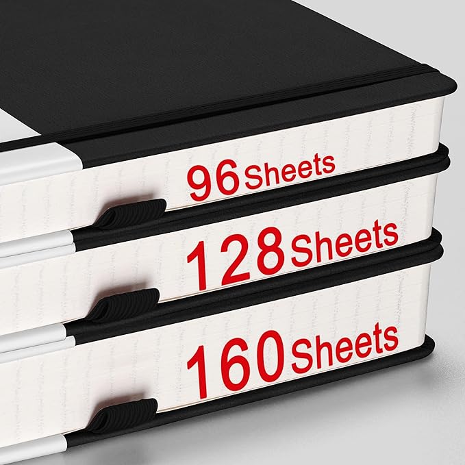 AHGXG Bullet Dotted Journal - 320 Numbered Pages Dot Grid Notebook A5 Thick Journal, 100gsm Thick Dotted Paper, Leather Hardcover,Inner Pocket, 5.75'' × 8.38'' - Black