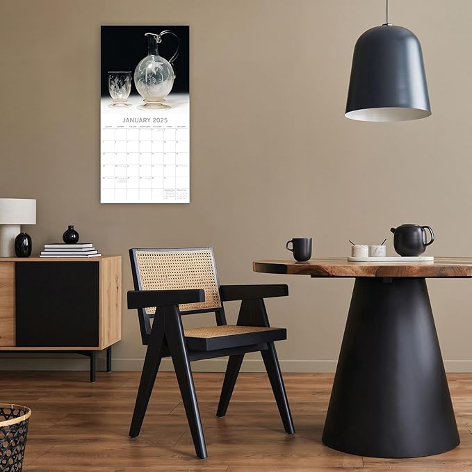 2025 Square Wall Calendar, Art Deco, 16-Month Arts & Antiques Theme with 180 Reminder Stickers (12x12 In)