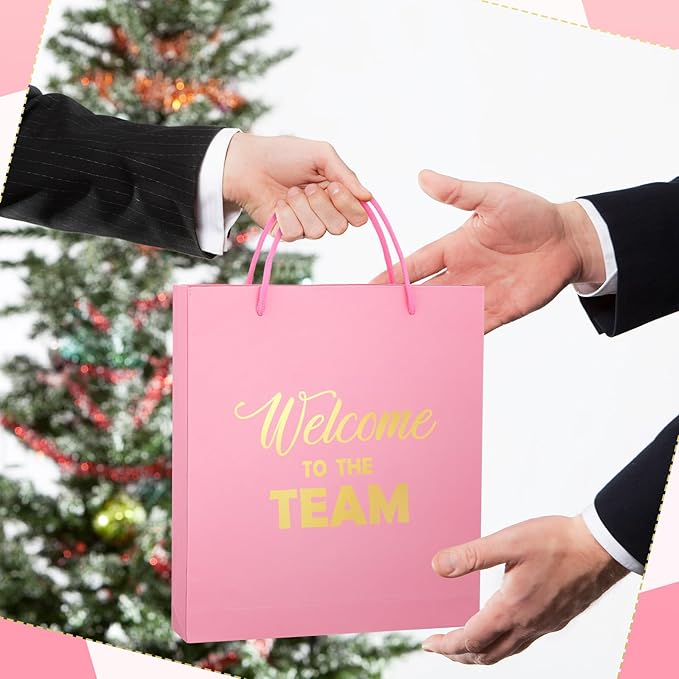 SaieGlossy New Employee Welcome to The Team Gift Sets Notebook and Pen Welcome to The Team Box Employee Appreciation Gift Sets for New Office Worker(Pink)