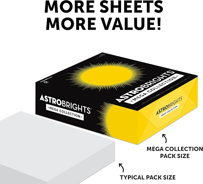 Astrobrights Mega Collection, Colored Paper, Neon Green, 625 Sheets, 24 lb/89 gsm, 8.5" x 11" - MORE SHEETS! (91672)