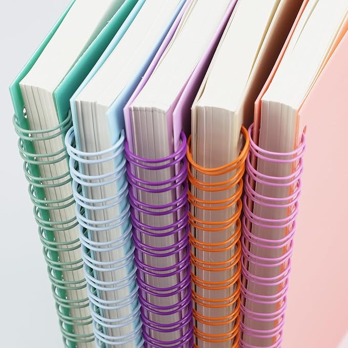 5 Pack Lined Spiral Journal Notebook for Women & Men, 8.3" x 5.7",80 Sheets/160 Pages College Ruled Notebook, A5 Plastic Hardcover Notebook for Office,School,Home