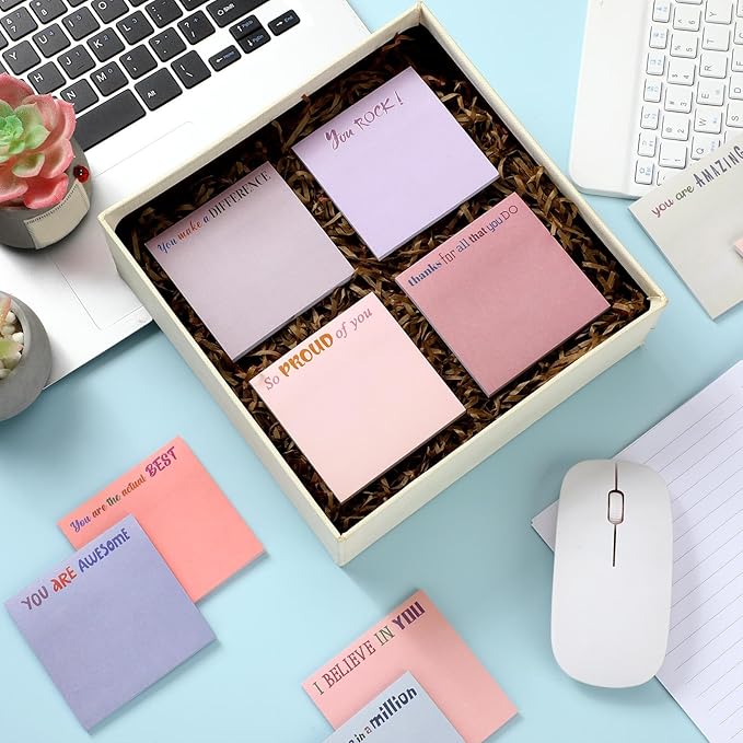 Yinder 24 Pcs Inspirational Sticky Notes with Lines Cute Motivational Sticky Notes Pad Employee Appreciation Gifts Bulk for Teacher Nurse Coworkers Office Supplies 3 x 3''(Aesthetics,Thank You)