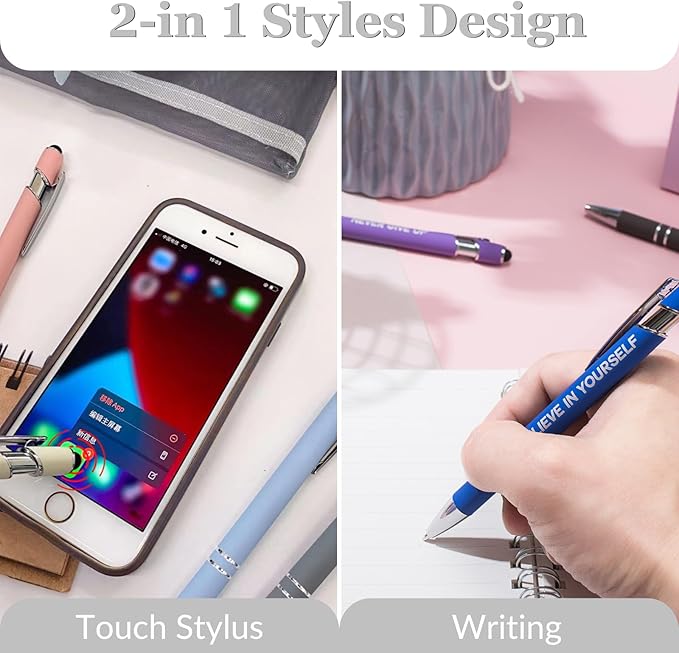 Up to 480 Pcs Personalized Pens in Bulk, Custom Metallic Printed Name Pens with Black Ink, Customized Pens Bulk with Stylus-Great Gift Ideas(Silver Barrel)