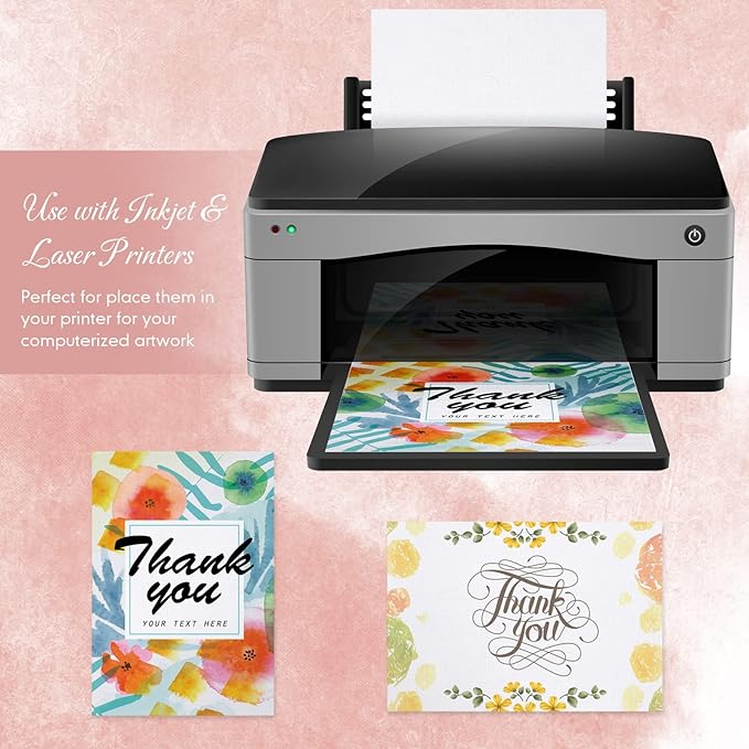 Geosar 200 Sheet Linen Cardstock 5 x 7 Invitation Cardstock Heavy Weight Printer Paper 92lb 250GSM Index Cards for Printer Cover Postcards Blank Flash Note Greeting