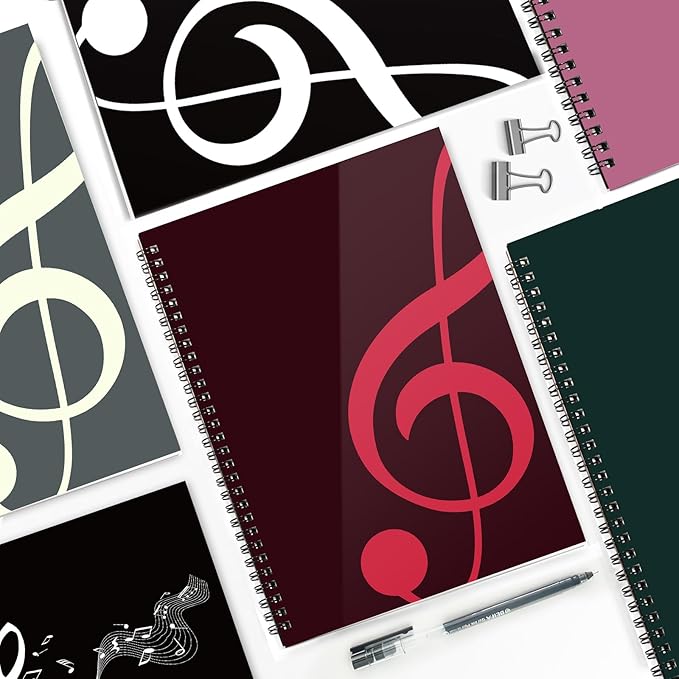 MAXCURY Blank Sheet Music Composition Manuscript Staff Paper Art Music Notebook Black 100 Pages 26x19cm (Wine/Fuchsia)