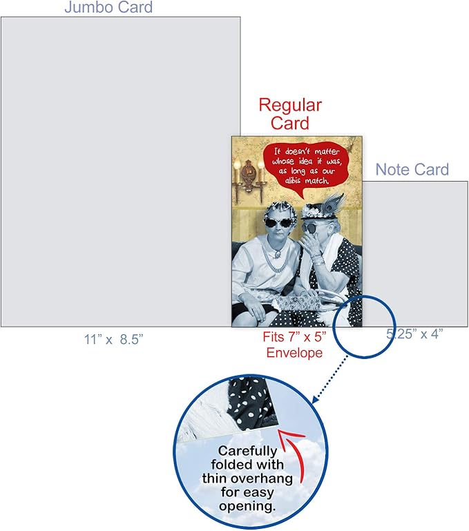 NobleWorks - 1 Funny Happy Birthday Greeting Card - Retro Old Woman Humor, Notecard Talk Bubbles - Matching Alibis C3537BDG