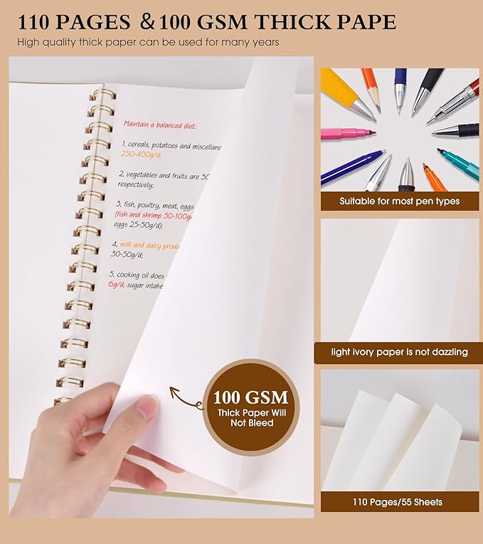 Blank Spiral Notebook Journal 8.5” x 11”, A4 Large Sketch Book for Women Men, 100 GSM Blank Paper Drawing Notebook, Plastic Hardcover Spiral Bound Sketchbook for Sketching Work School Writing, Yellow