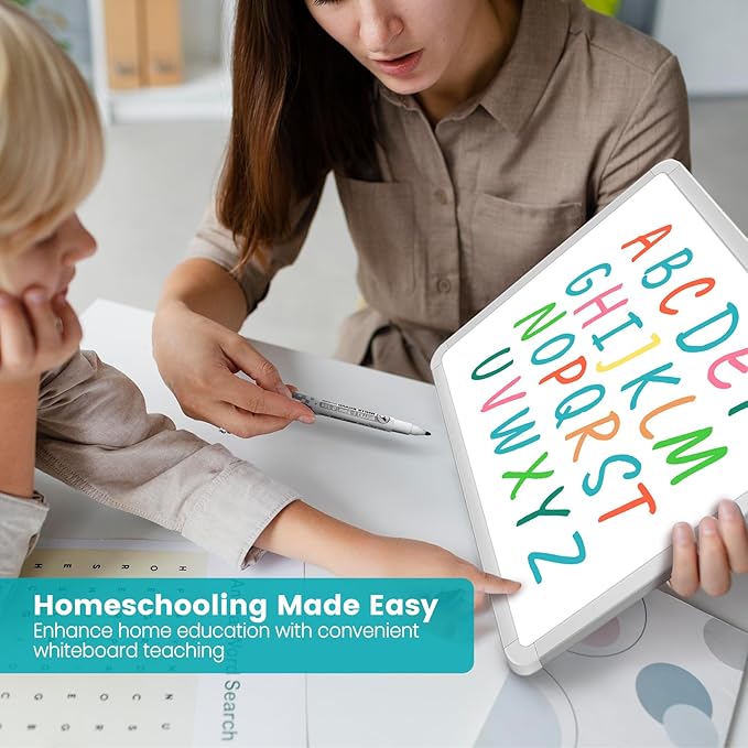 Small Double-Sided White Board Dry Erase Board For Wall, 14"x11" Hanging Whiteboard for Door, Mini Dry Erase Board with a black dry erase marker, Small Whiteboard for Kids Students, Back To School, WH