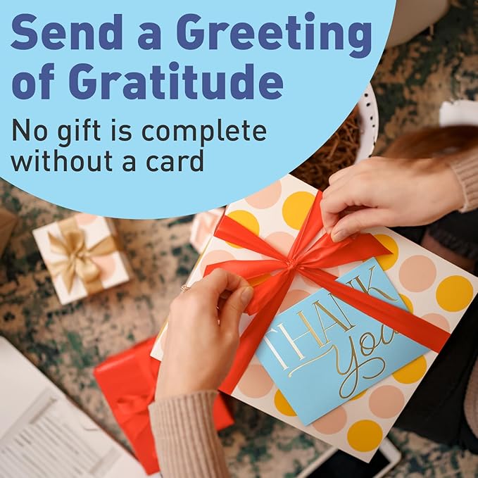 Sweetzer & Orange S&O Candy Thank You Cards with Envelopes - Blank Gold Foil sheets Set of 24 - Assorted Greeting Decor Cards, Pop Color Envelopes to Mix & Match