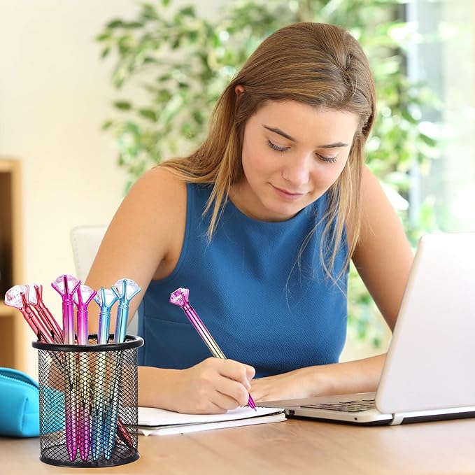 24 Pieces Big Crystal Diamond Pens Bling Ballpoint Pen Black Ink Rhinestones Pen for School Office Supplies Christmas Wedding Birthday Present, 4 Colors(Colorful Style)