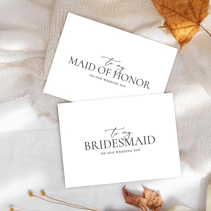6 Pieces Bridesmaid Proposal Cards with Envelopes, 4 Pieces To My Bridesmaid On Our Wedding Day Cards and 2 Pieces To My Maid Of Honor On Our Wedding Day Cards.(Bridesmaid - 6cards A)