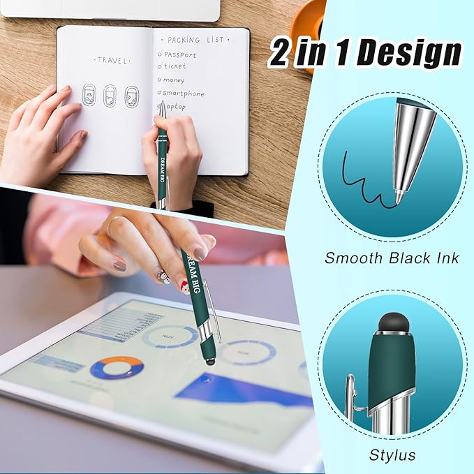 Zonon 12 Pieces Inspirational Pens Bulk Easter Basket Stuffers Motivational Quotes Ballpoint Pens with Stylus Tip Inspirational Gifts for School Office Teachers(Classic Colors,Graduation Style)