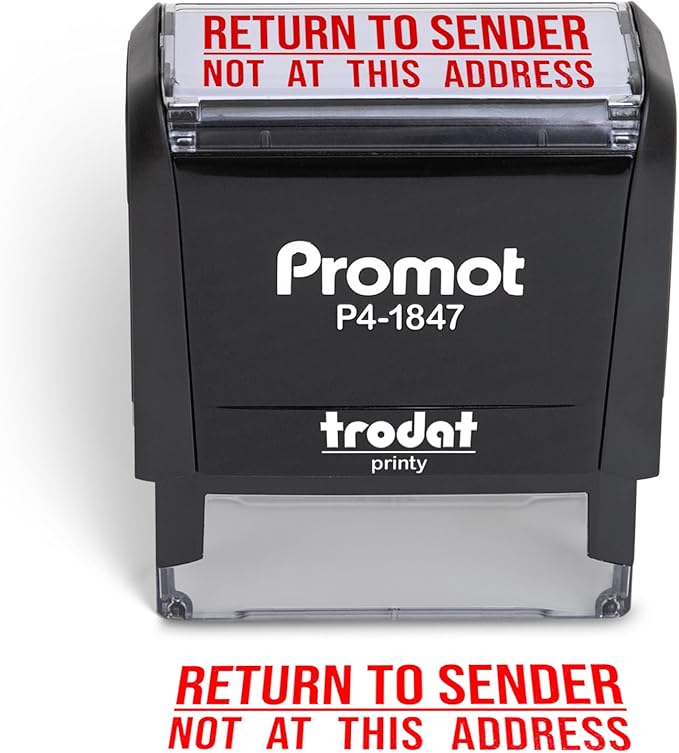 Promot Return to Sender Self Inking Stamp - Return to Sender Stamp Not at This Address - Envelope Stamper, Mail Stamps, Stampers for Office, Business Stamp - Rubber Stamps, Red Ink Stamp for Office