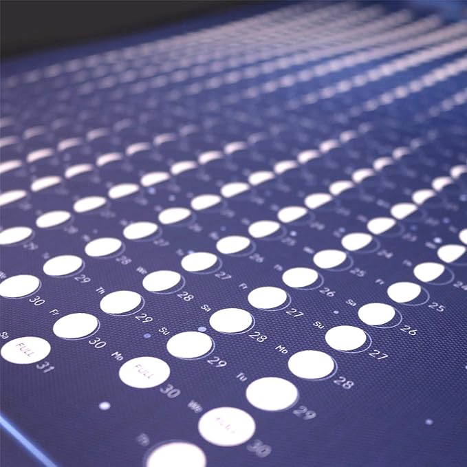 2025 Moon Phase Calendar Print Poster Vertical Canvas Material Lunar Cycle Chart Ready to Hang with Frame Space Wall Art Decor (16 X 24 Inch)