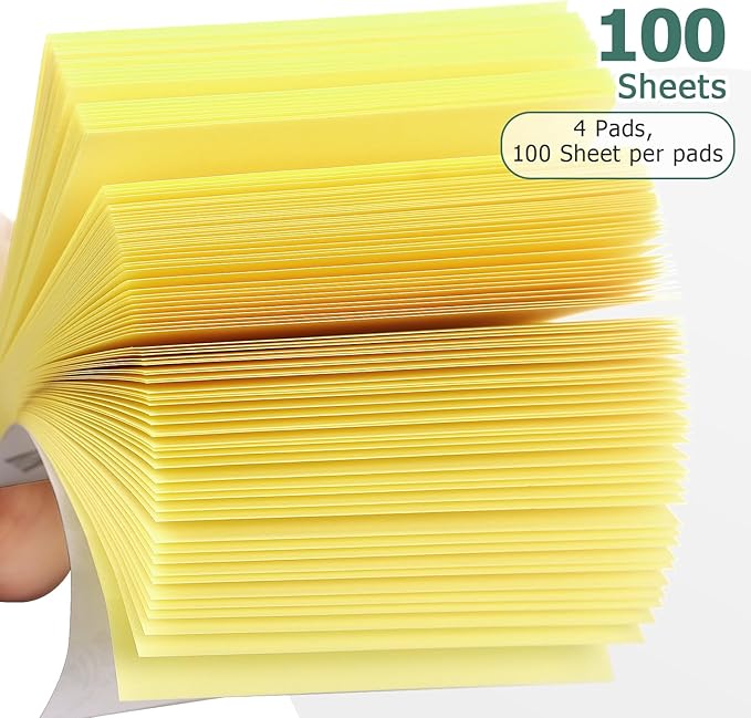 Sticky Notes 3x3 Self-Stick Notes Bright Colors Sticky Notes 4 Pads 100 Sheets/Pad (Yellow)