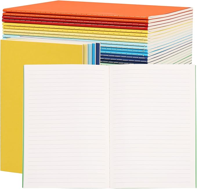 LABUK 24pcs A5 Journals Notebooks Bulk, 5.5x8.5in Lined Notebook Bulk, Colors Journal for Writing, Office, School 60 Pages