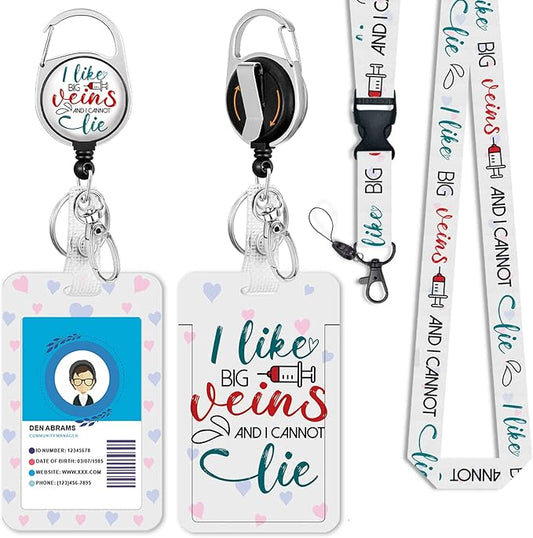 Phlebotomy Haematology Nurse Badge Reel Retractable with 360 Degrees Rotate Carabiner Clip Heavy Duty, ID Badge Holder with Detachable Lanyard, Funny ID Holder ID Clip Name Badge Clip Keychain