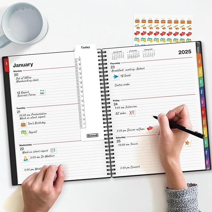 Dunwell 2025 Planner Weekly Monthly, 8.5x11 (Colorful), Jan 2025 to Dec 2025, Large Planner Book with MonthlyTabs, Daily Calendar Agenda Book 8.5 x 11