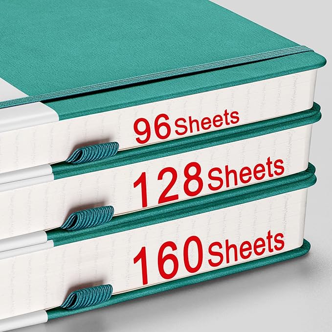 AHGXG Graph Paper Notebook - 320 Pages Grid Notebook Thick Journal A5, 100gsm Thick Graph Paper, Leather Hardcover, Inner Pocket,5.75'' × 8.38''- Cyan