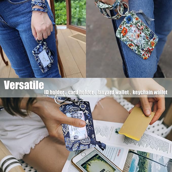 WONDERFUL FLOWER Lanyard Wallet, ID Holder with Lanyard, ID Wallet with Lanyard, Keychain Wallet for Women