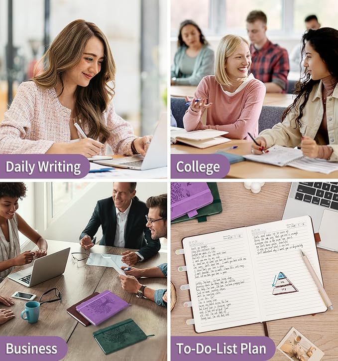 Lined Journal Notebook for Women Men, A4 Hardcover Leather Journals for Writing, 200 Pages Thick Paper, Daily Journal Notebook for Work, School, Note Taking, Business, Travel, College Ruled