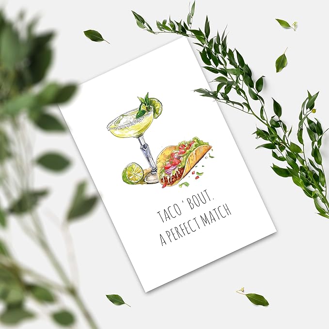 Funny Wedding Shower Card for Couples Newly Engaged, Humorous Pun Engagement Card for Bride and Groom, Congrats Engagement Card for Friend, Taco 'Bout A Perfect Match