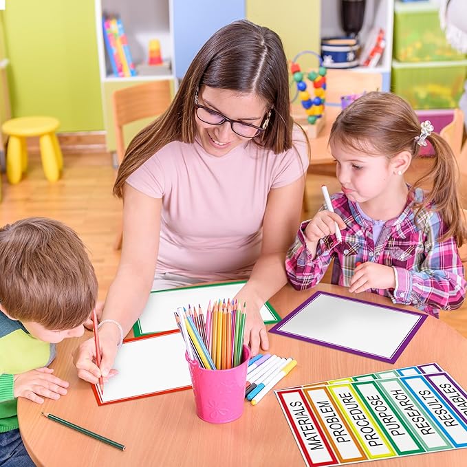 39 Sheets Science Fair Board Supplies - 24 Self Adhesive Presentation Subtitles, 6 Science Fair Project Titles, 2 Blank Titles, 7 Personalized Letter Stickers for Classroom Office, Colorful