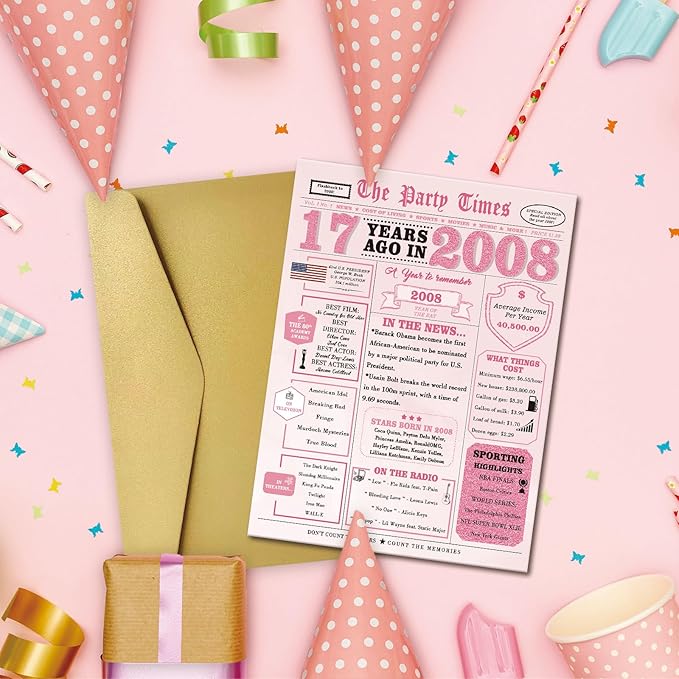 17th Birthday Decorations for Girls,17 Year Old Girl Birthday Gift Ideas,17th Bday Card,17 Year Old Bday Decorations for Daughter Granddaughter Niece