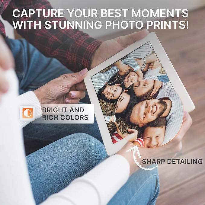 Photo Printing Paper Glossy 6X8-100 Sheets | Durable Thick Camera Paper | Best 6X8 Photo Paper for Inkjet Printers | Instant Dry 6R Photo Paper, Fade-Resistant, Vibrant Colors (Glossy, 6X8)