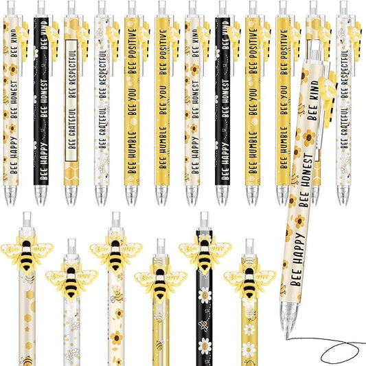 Jetec 48 Pcs Bee Pens Gifts Inspirational Cute Ballpoint Pens Bulk Motivational Employee Appreciation Black Ink for Bee Lovers Thank You Gifts