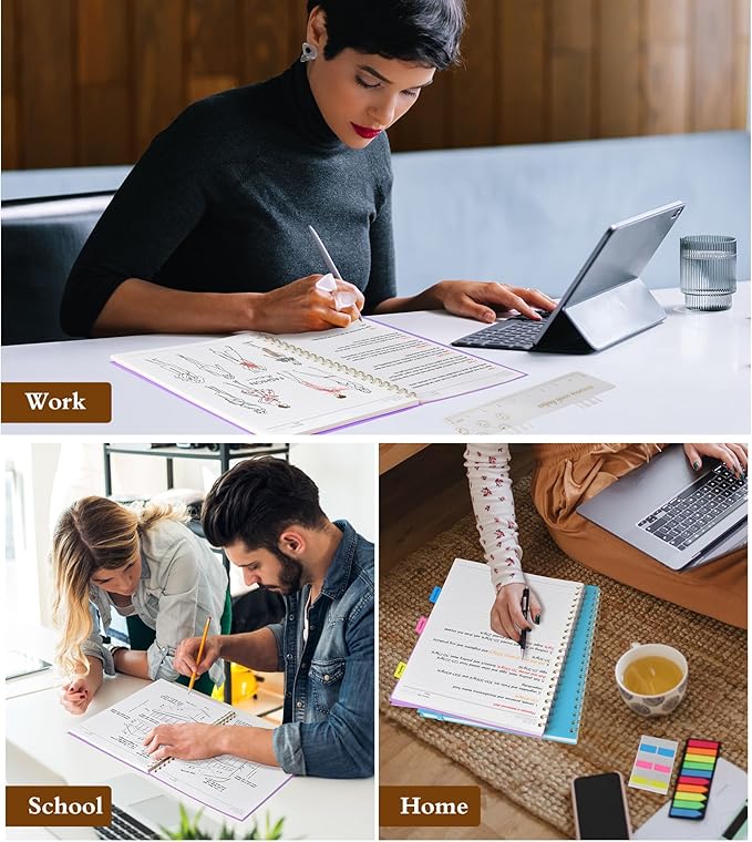 Spiral Notebook Journal 8.5” x 11”, A4 Large Notebooks for Women Men, College Ruled Lined Journal, 100 GSM Paper, Hardcover Spiral Bound Journals for Work School Writing Note Taking Business, Purple