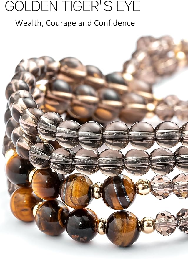 Lanyards for ID Badges and Keys,Natural Stone Beaded Teacher Lanyard for Women,Retractable Lanyard with ID Holder Cute Lanyards for Teachers(Brown)