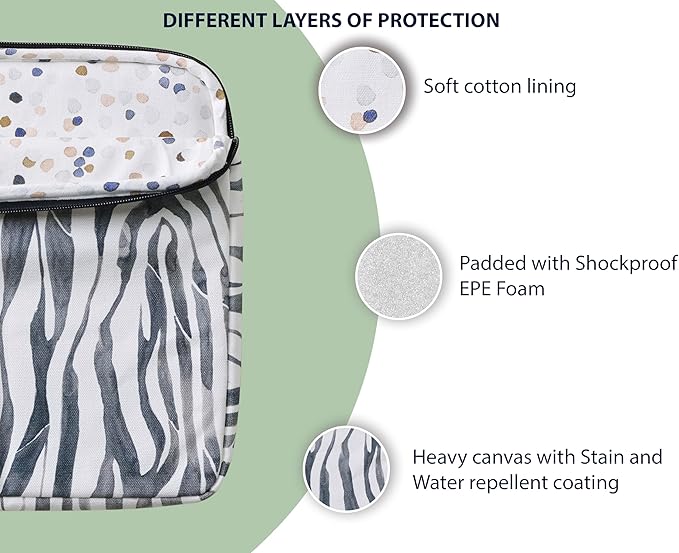Maison d'Hermine Laptop Bag upto 15.6 inch Stain and water repellent Cotton canvas - Zebra