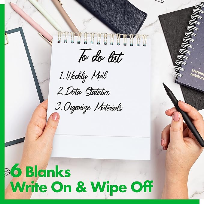 Gethelud 40 Pages Funny Desk Sign, Desktop Flip Book 34 Different Fun and Flip-Over Messages Plus 6 Pages Erasable Blank Cards for Office Gifts Desk Accessories