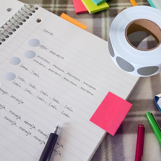 PARLAIM 3/4 Inch Roll Color Coding Labels,1000 per Roll Round Permanent Adhesive Color Coding Circle Dot Stickers for Office Home (Silver)