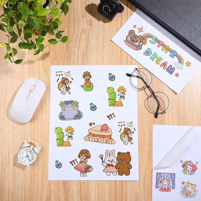 Washi Paper Sticker Paper White Printable Multipurpose Copy Paper Inkjet Printer Compatible Full Sheet Letter Size Labels(30 Pcs,8.5 x 11 Inches)