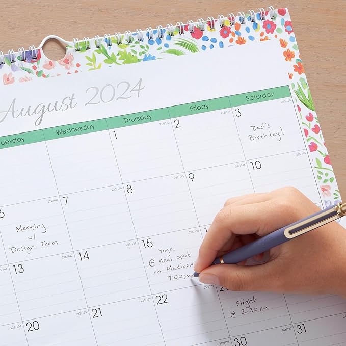 Blue Sky 2024-2025 Academic Year Monthly Wall Calendar, 15' x 12', Wirebound, Ditsy Dapple Light (148669-A25)