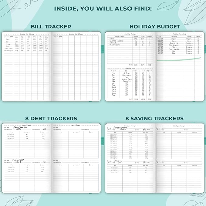 GoGirl Budget Planner – Monthly Financial Planner Organizer Budget Book. Expense Tracker Notebook Journal to Control Money, A5 (Turquoise)