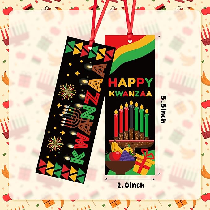 Haooryx African Kwanzaa DIY Bookmarks - 120Pcs Kwanzaa Bookmarks Happy Kwanzaa Bookmarks African Traditional Heritage Kwanzaa Festival Book Marks Kwanzaa Party Celebrates Classroom Inspirational
