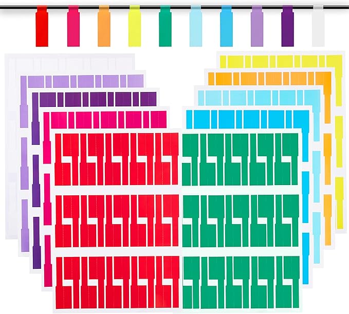 600 Cable Labels, JIQEZNL 20 Sheets Waterproof Cord Label for Electronics, 10 Colors Printable Wire Labeling Tags for Ethernet and Network, Write on Labels for Cable Organize