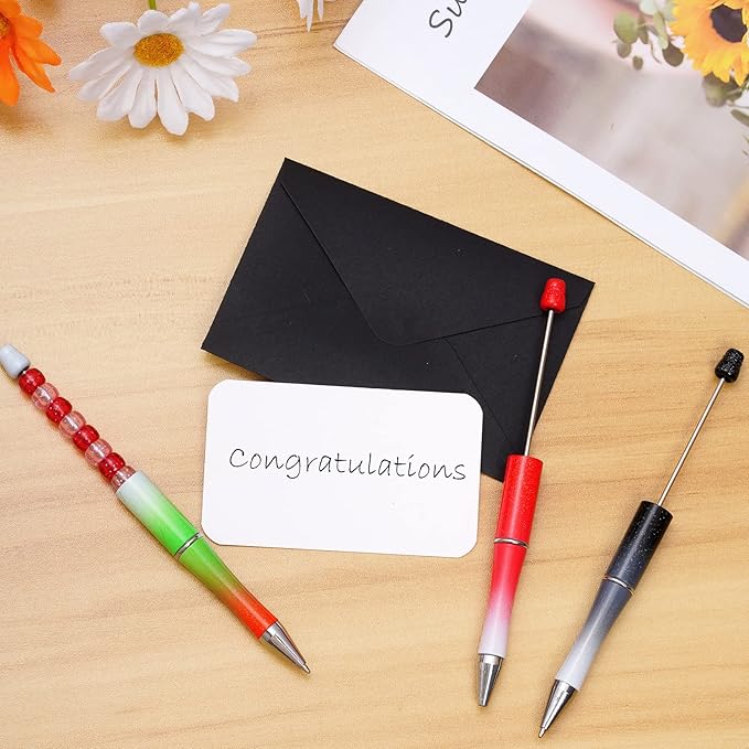 jiebor 30Pcs Beadable Pens Plastic Bead Pen Black Ink Ballpoint Pens Diy Pens Cute Cool Pens for Journaling Teacher Bridal Graduation Gift Office Supplies