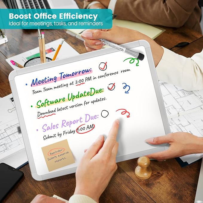 Small Double-Sided White Board Dry Erase Board For Wall, 14"x11" Hanging Whiteboard for Door, Mini Dry Erase Board with a black dry erase marker, Small Whiteboard for Kids Students, Back To School, WH