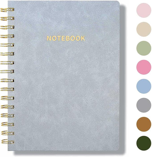 Spiral Notebook College Ruled Soft Cover Suede Aesthetic Note book 160 Pages 8.5" x 6.34" For Work Note taking,Journals For Writing School Office With Double-Sided Pocket,100GSM Thick Paper