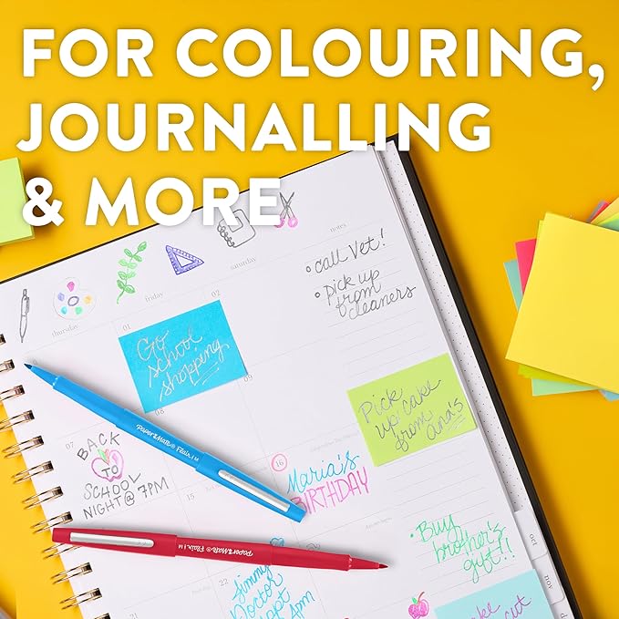 Paper Mate Flair Felt Tip Pens | Medium Point (0.7 mm) Writing Pens | Blue Pens | for Writing, Drawing & Sketching | 12 Count