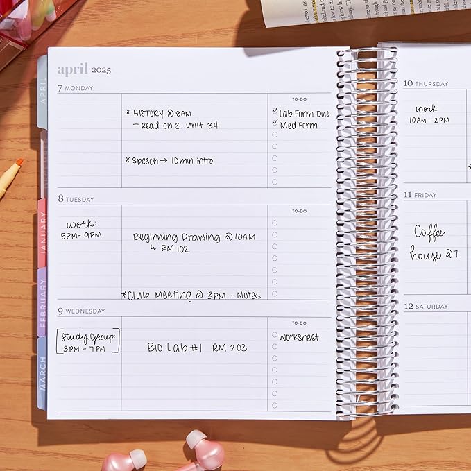 Erin Condren 12-Month Spiral Academic Planner (Jan 2025 - Dec 2025) | 7x9 School Agenda, Notebook and Calendar | 80 Lb. Text Weight Paper | Groovy Waves Cover and Floral Interior, Platinum Coil