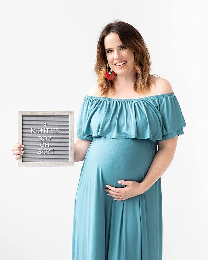 Pearhead 10" x 10" Letterboard, Rustic Nursery, Message Board, Milestone or Baby Announcement Sign, Light Gray