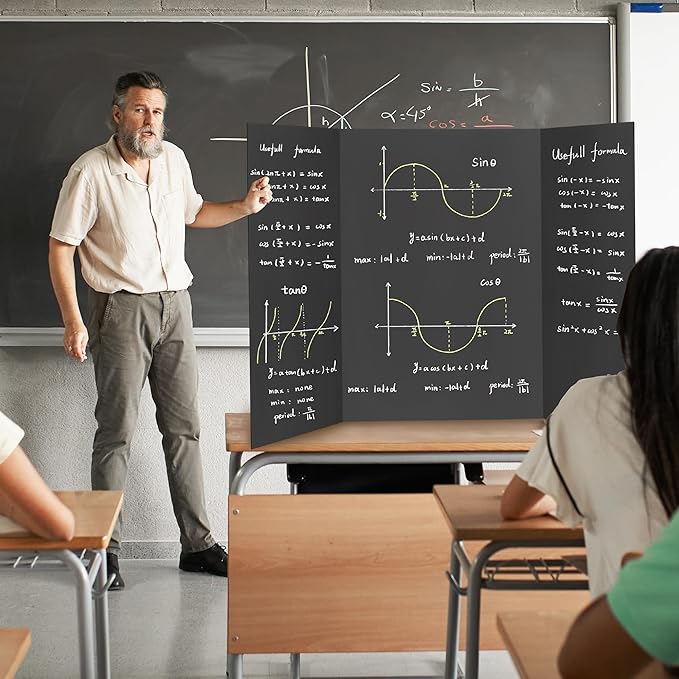 Chell 36" x 48" Trifold Poster Board, 2 Pack, Black Corrugated Project Boards for Science Fair, School Projects, Event Displays and Business Presentations